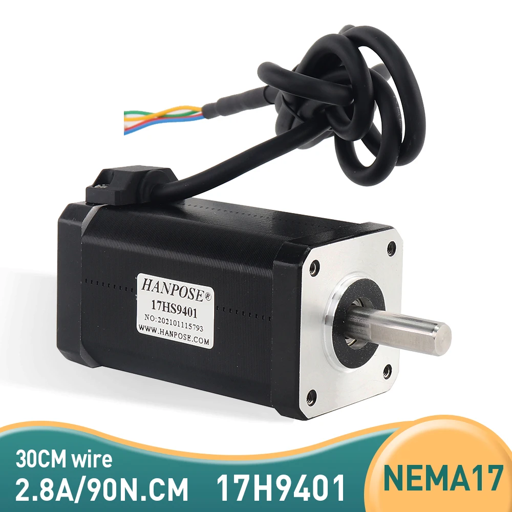 

Nema17 Stepper Motor 17HS9401 H80mm 2.8A High Torque 90N.CM 4-wire 1.8Degree 2-Phase Hybrid Step Motor For CNC Milling Machine