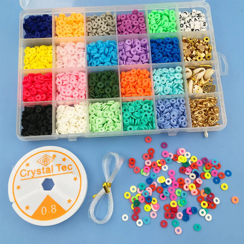 

20 Color 4000pcs Flat Round Polymer Clay Mix Starfish Shell Letter Set for DIY Fashion Jewelry Bracelet Necklace Craft Making