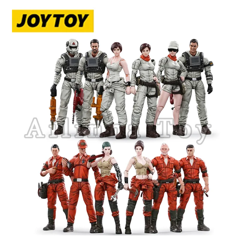 JOYTOY 1/18 3.75inch Action Figure (6PCS/SET) Mech Maintenance Team A & B Collection Model Toy For Gift Free Shipping