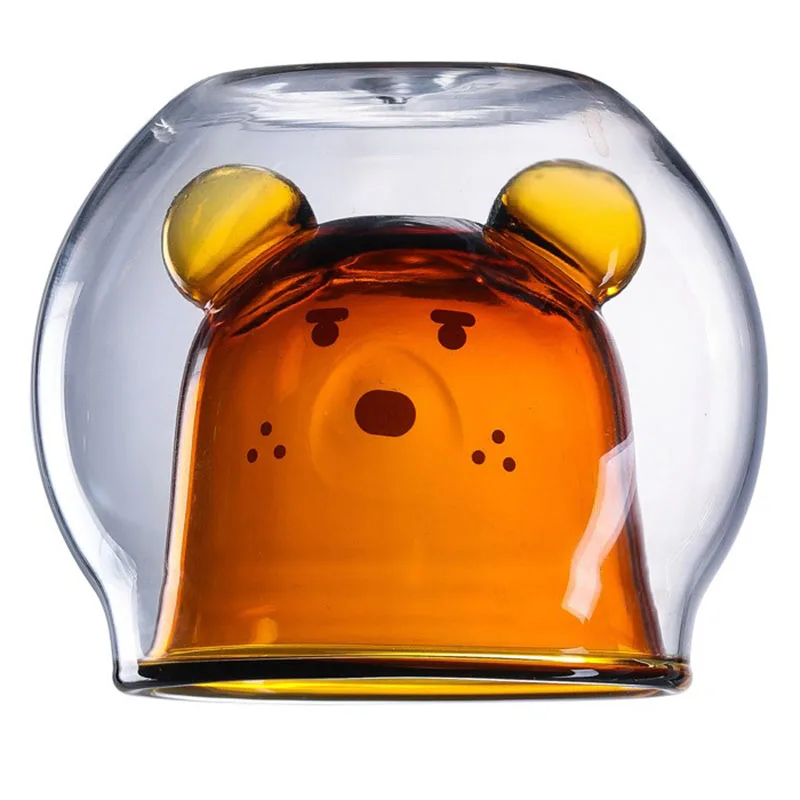 

Double Walled Glass Coffee Cups Creative Layer Cup with Animal Pattern Glass Water Cups Juice Cup Shot Glasses Glassware Gift