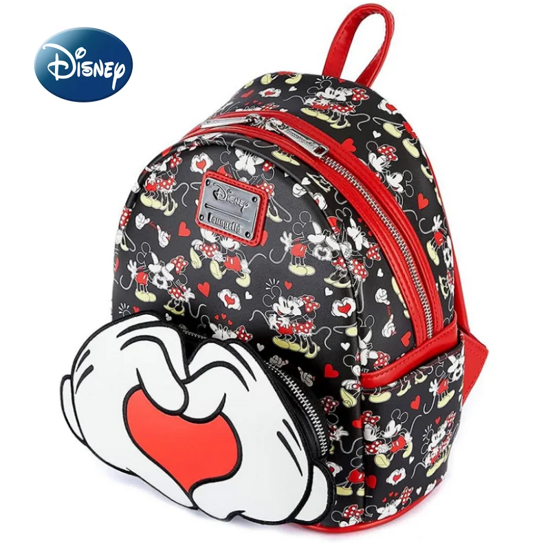 Disney Original New Mini Backpack Mickey Minnie Cartoon Fashion Women's Backpack Luxury Brand 3D Heart Shaped Girls' Schoolbag enlarge