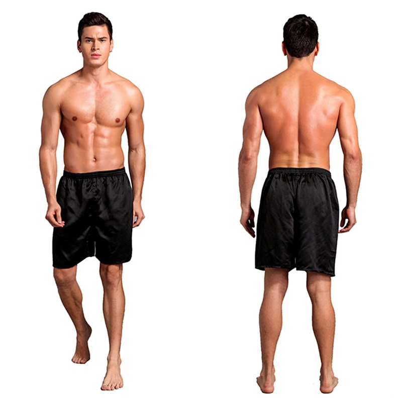 2 Pcs Men Casual Home Nightwear Silk Satin Pajamas Pants Pyjamas Pants Sleep Bottoms Simulated Silk Boxer Shorts Underwear
