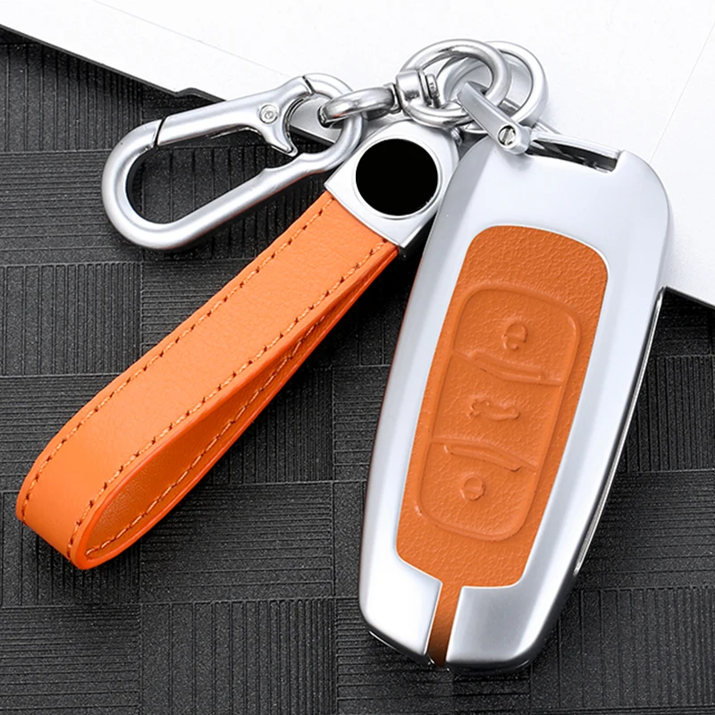 

Metal Leather Car Key Case For Geely Atlas Boyue NL3 EX7 Emgrand X7 EmgrandX7 SUV GT GC9 Borui Remote Protector Cover Shell Bag