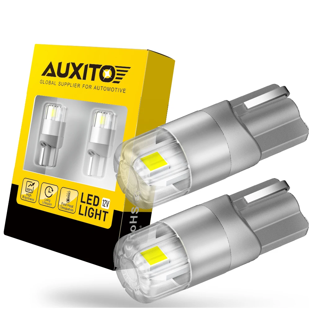 AUXITO 2Pcs Canbus T10 W5W LED Light Super Bright Car Parking Position Side Marker Map Dome Car Interior Lights White Red Yellow