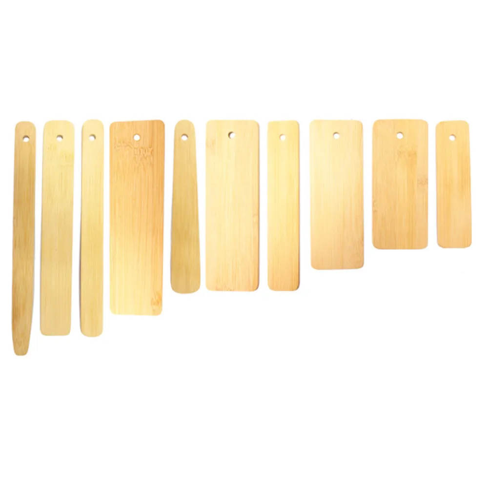 

10pcs Blank Bamboo Bookmark DIY Wooden Bookmarks Unfinished Wood Hanging Tags with Holes