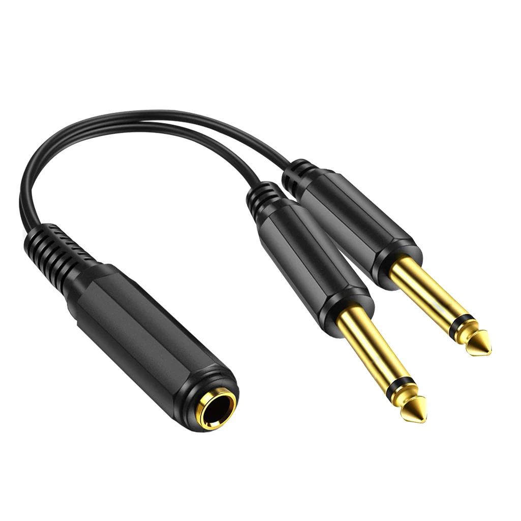 

6.35mm 1/4 Inch Male Plug Stereo To 2 Dual 1/4"TRS Female Jack Connector Audio Speaker Cable, Y Splitter Adapter Cable