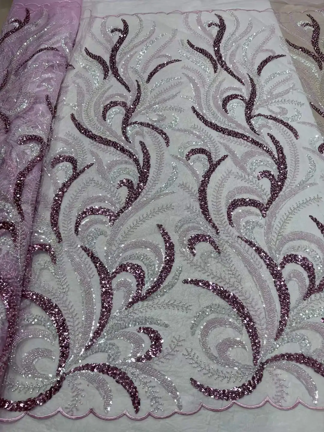 

High Quality African Lace Fabric French Net Sequins Fabric Sewing Dress Embroidered Beads Lace Tulle Nigerian Lace Fabric