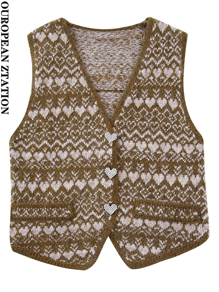 

Женский жаккардовый жилет PAILETE, винтажный жилет с v-образным вырезом и пуговицами спереди, безрукавка без рукавов, 2022