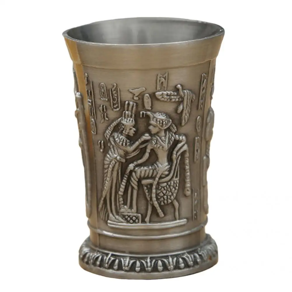 

Pretty Drinking Glass Long Lasting Shot Cup Anti-rust Vintage Style Egypt Shot Cup Shock-resistance