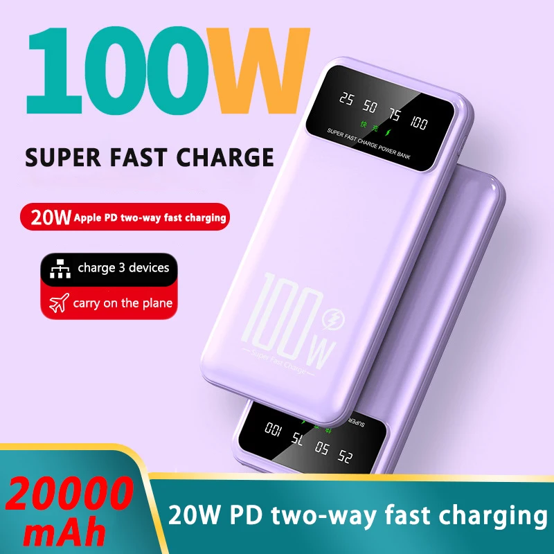 

30000mAh Power Bank 66W Portable External Battery Charger Ultra Fast Charging Large Capacity for Huawei Samsung iPhone Xiaomi