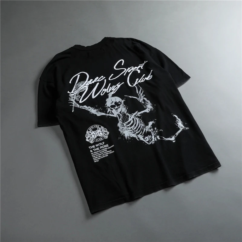 

Новинка 2023, Мужская футболка для спортзала, классическая спортивная футболка премиум класса с изображением драка и волка, уличная одежда ун...