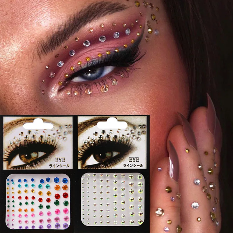 

1PC 3D Face Jewels Diamond Makeup Art Eyeliner Glitter Face Jewelry Sticker Temporary Tattoo Party Bady Makeup Tools Rhinestones