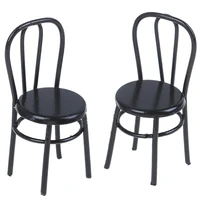2 pcs miniature black dining chair 112 scale mini metal chairs for diy dollhouse kitchen furniture decoration toy