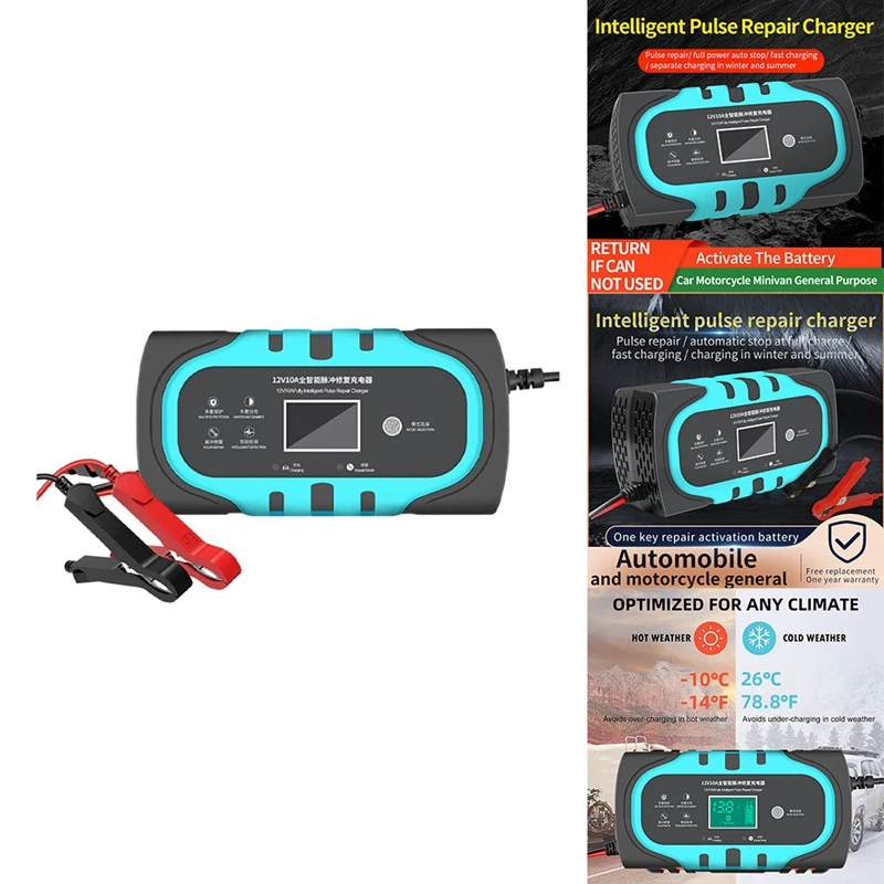 

Automobile Battery Charger With LCD Touch Screen Display Repair Chargers, EU Plug
