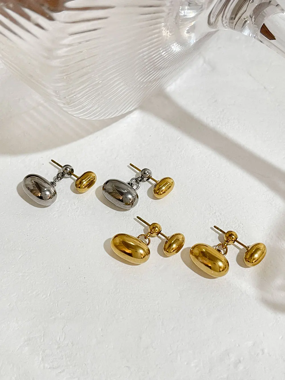 

Monlansher Minimal Two Tone Silver Gold Plated Ear Jacket Earring Female Double Dot Earring Stainless Steel Tarnish Free Jewelry