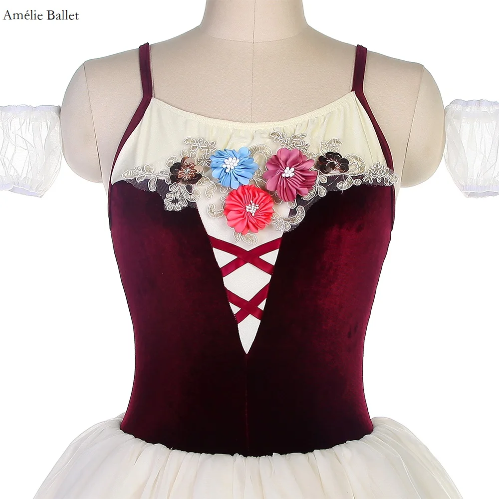 20049 Камзол Стиль Бархатный лиф Балетная танцевальная пачка для девочек и женщин