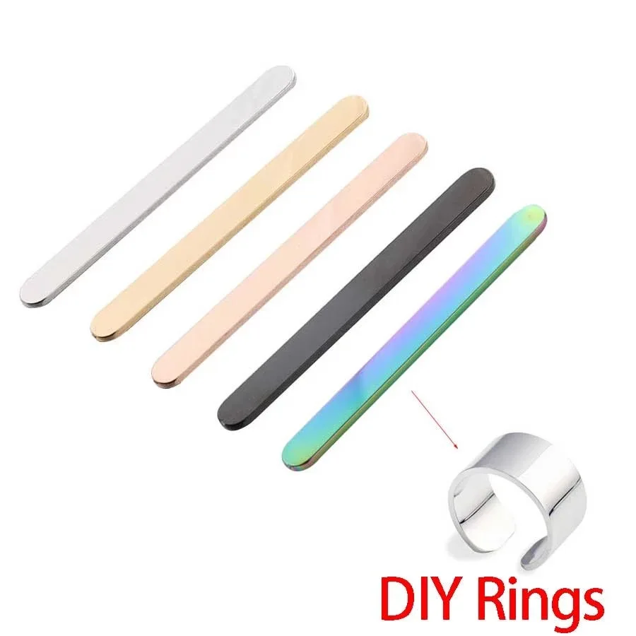 

5pcs/Lot Mirror Polished Stainless Steel Round Corner Blank Strip Charms For DIY Making Cuff Rings Jewelry 5*52mm