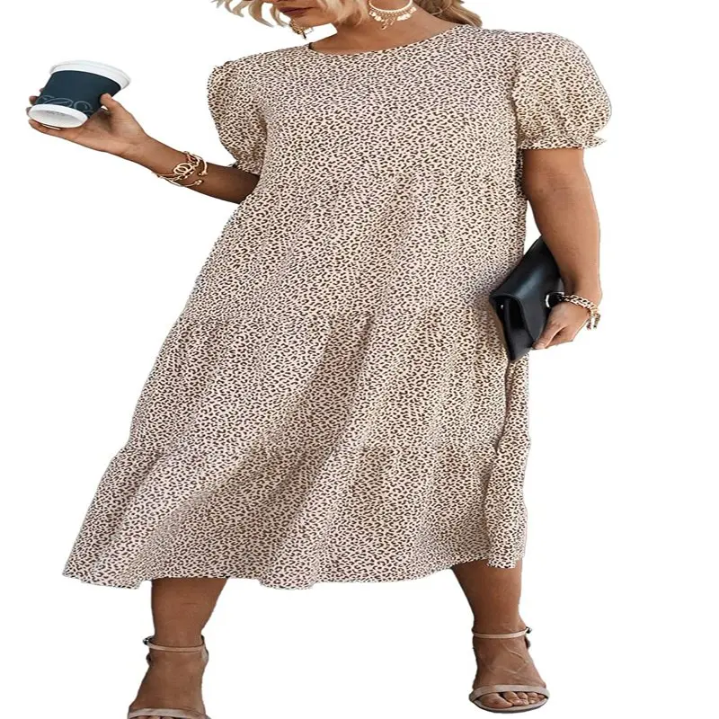 

Dresses for Women Summer Casual Boho Dress Floral Print Puff Sleeve Midi Beach Dresses