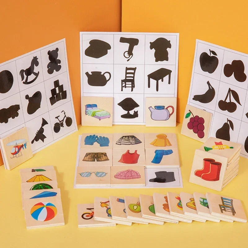 Настольная игра Монтессори соответствующая форме изображения Знайди теней