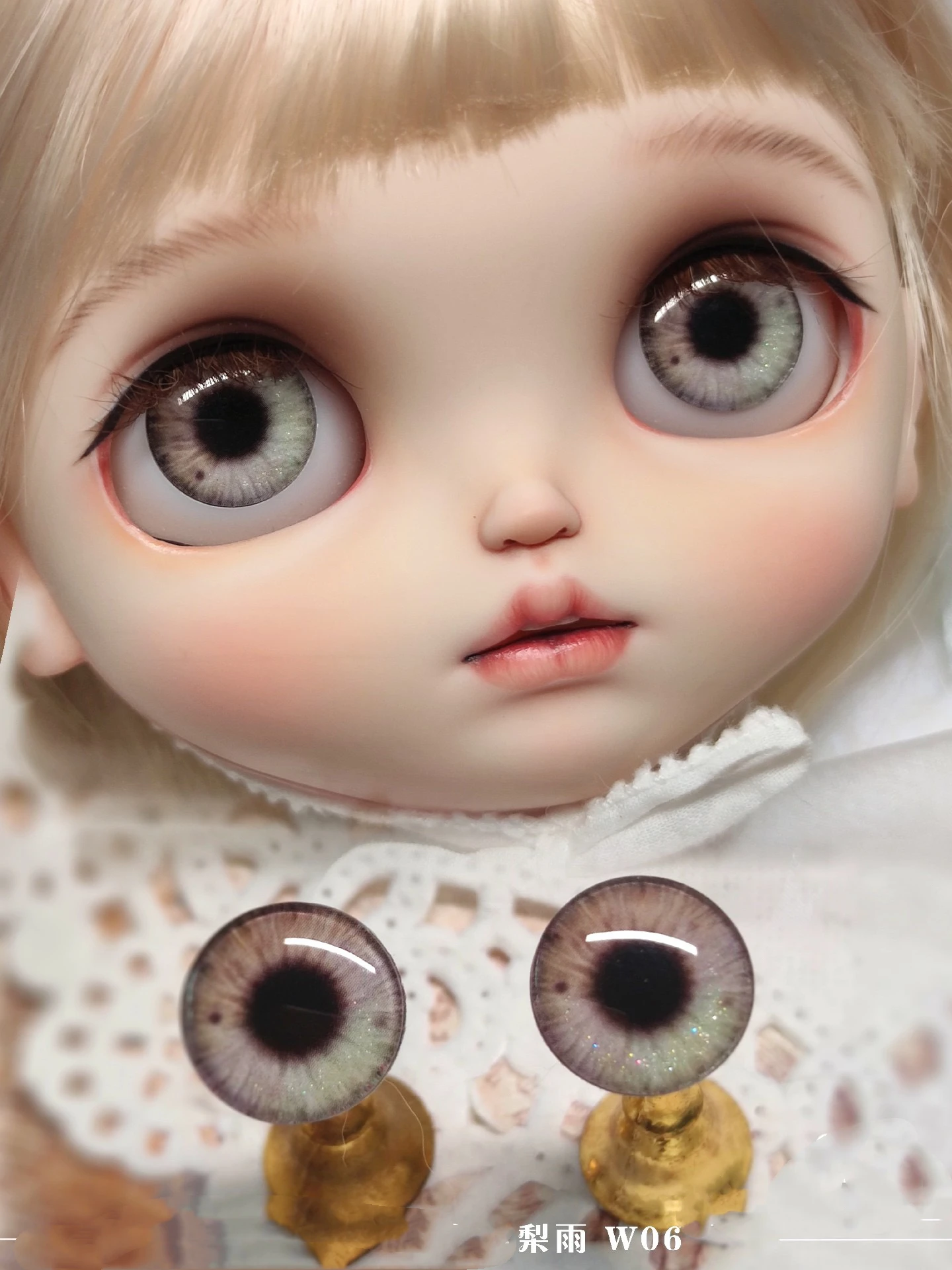 

BJD Blythe handmade eye chips Magnetic base glass eye patch film real life style