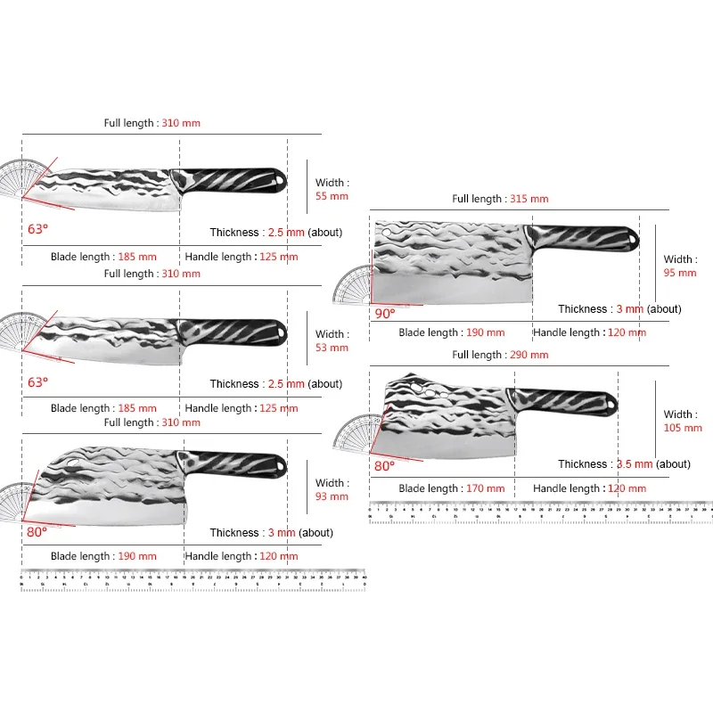 Кухонные ножи Тесак Нож для мясника нарезки рыбы Разделка овощей Ручка из