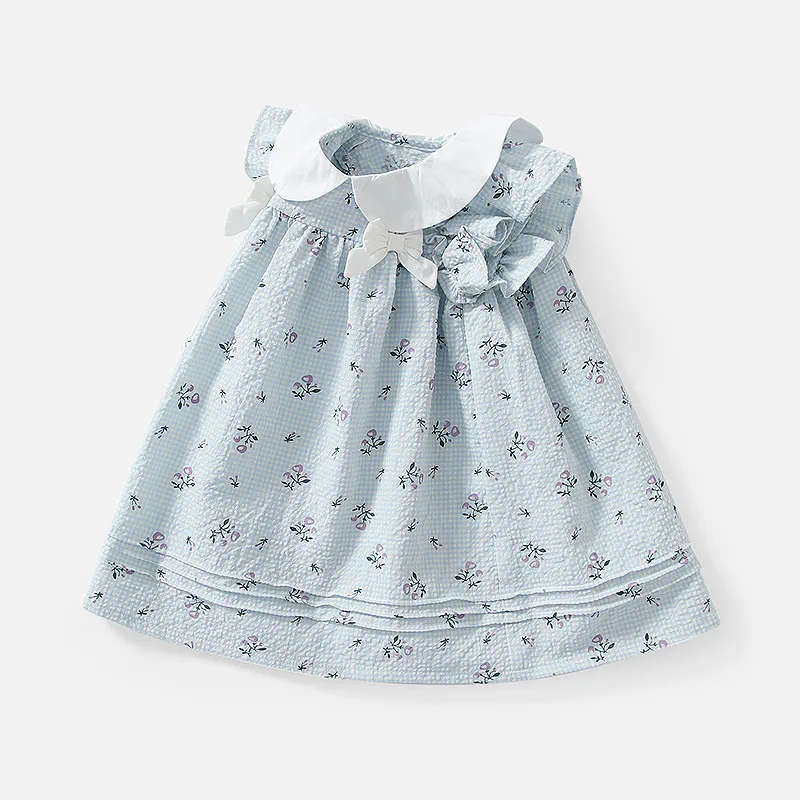 

Girl's Summer Cotton Dress Printed Flowers Sleeveless America Style