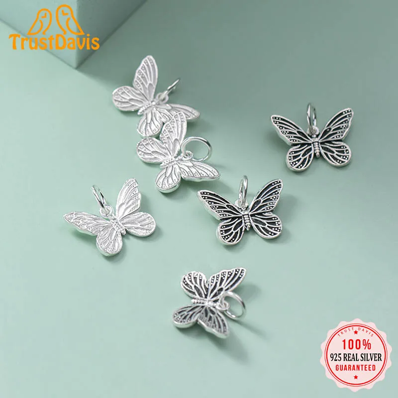 

TrustDavis Настоящее серебро 925 пробы модный насекомое бабочка Очаровательная подвеска ручной работы DIY аксессуары ювелирные изделия оптовая пр...