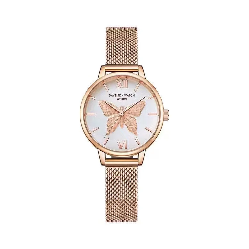 Korean version of women's hot selling fashion trend everything match butterfly dial belt quartz watch women's watch