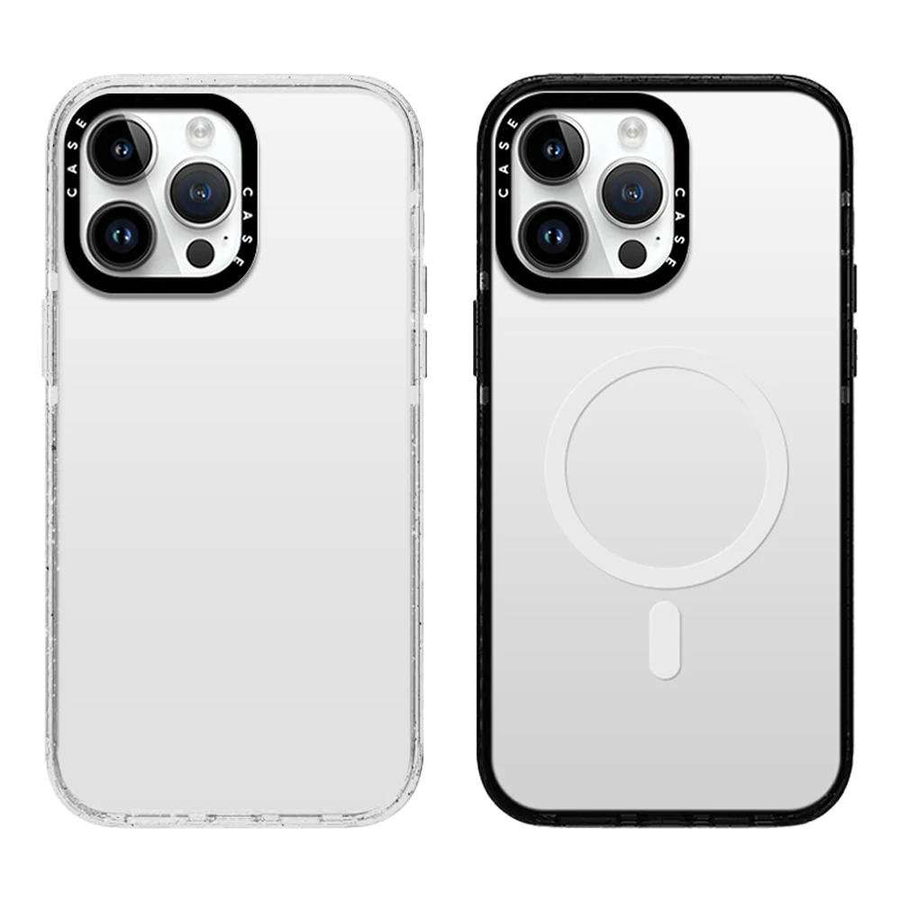 Черно-белый акрил с рамкой и прозрачным чехлом для телефона MagSafe iPhone 16 15 14 13 12 11 Pro