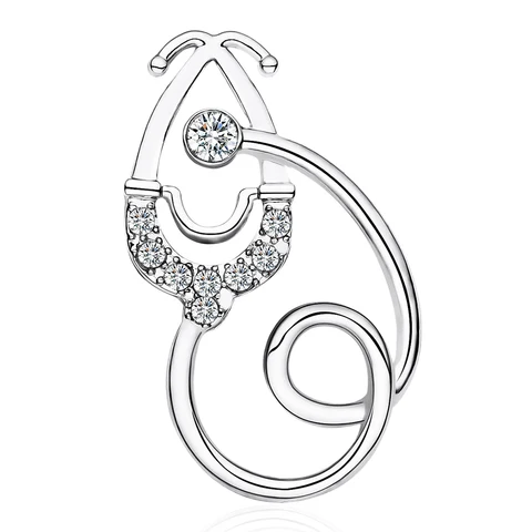 Hanreshe классическая инкрустированная кристаллами брошь-стетоскоп, медицинские булавки для рюкзака с лацканами, значок, медицинские украшения для врача и медсестры