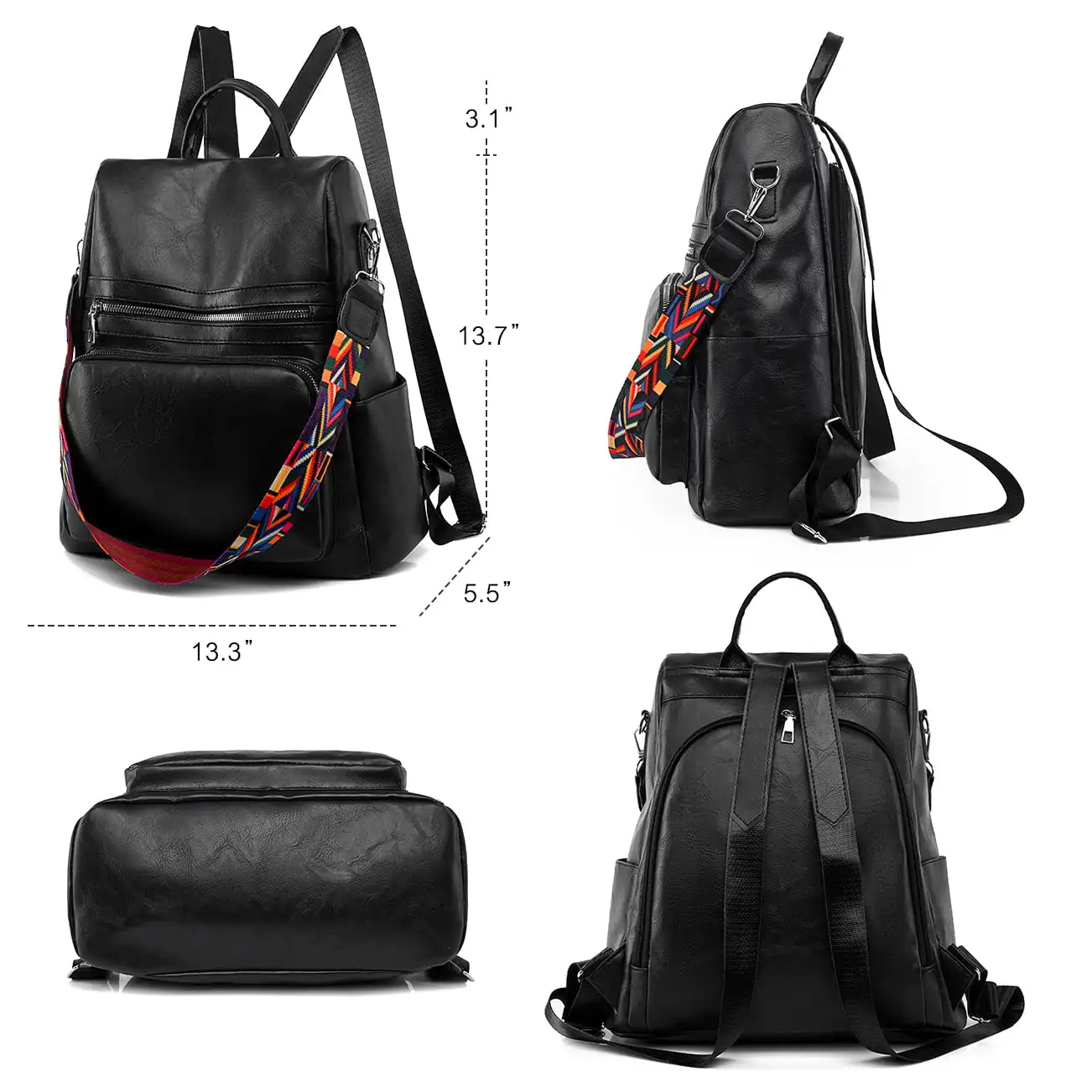 Women Large Capacity PU Leather Anti-theft Casual Backpack Fashion Satchel Bags