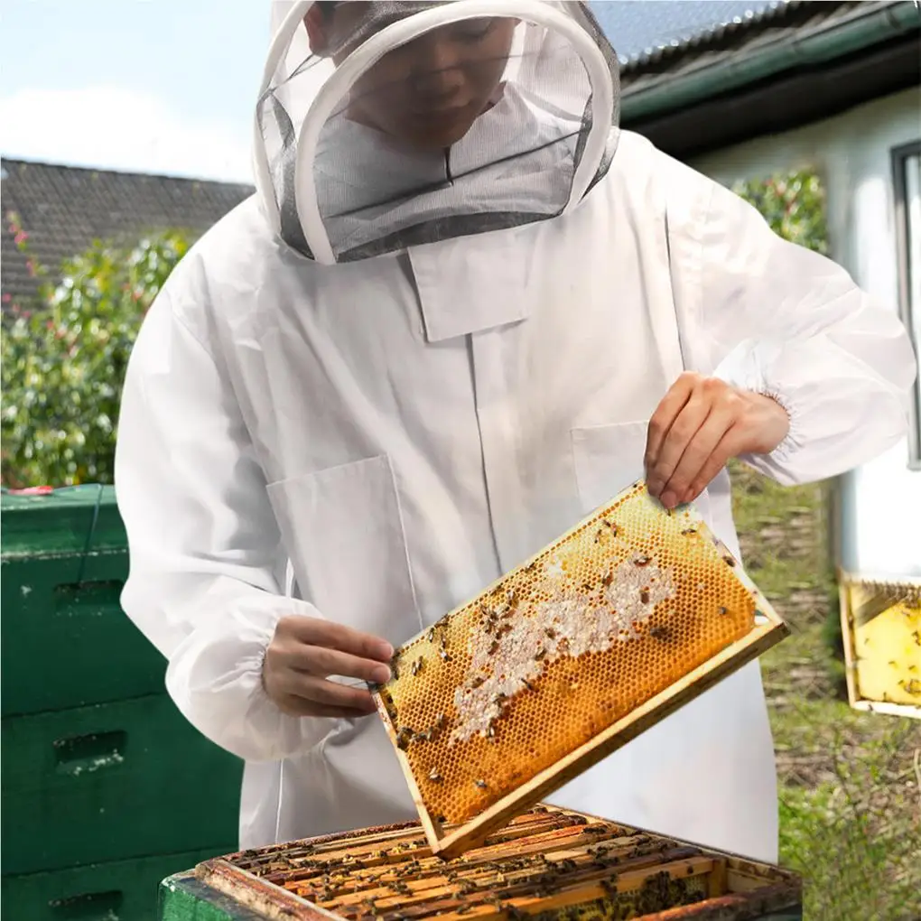 

Super Thick Beekeeping Suit Foldable Fencing Veil L Size Coverall Bee Protecting Suit Smock with Front Zipper