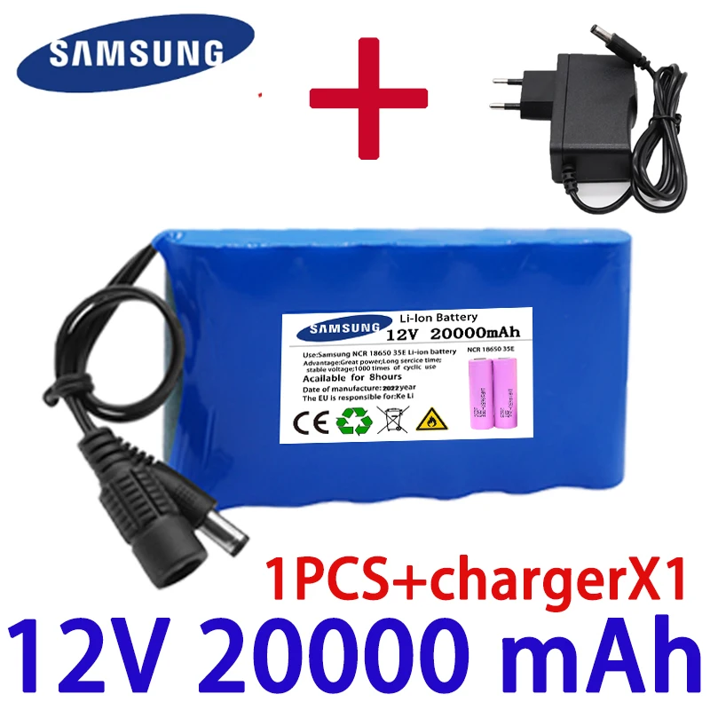 

Original NEW Portable Super 12V 20000mah Battery Rechargeable Lithium Ion Battery Pack Capacity DC 12.6v 30Ah CCTV Cam Monitor +