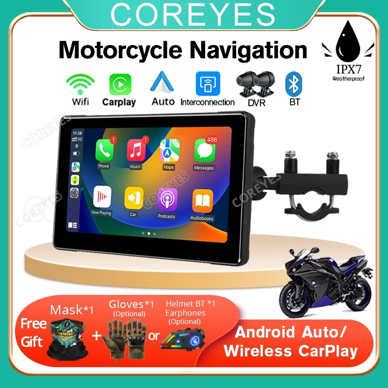 COREYES SD7305 Мотоциклетный экран Carplay Мото-навигация Водонепроницаемый Портативный
