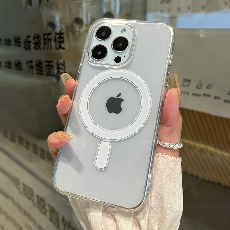 

Luxury Clear Magnetic For Magsafe Wireless Charging Phone Case For iPhone 11 12 13 14 Pro Max Mini X XS XR Bumper TPU Hard Cover