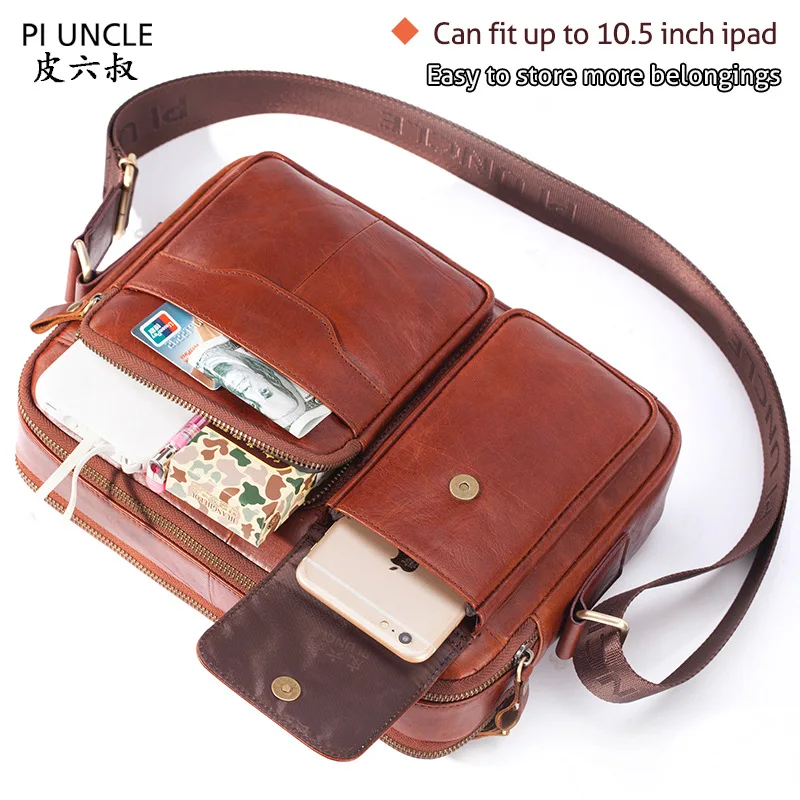 High Quality Leather Cross-body Bag for Men Vintage Cowhide Cross Style Briefcase Business Travel Bag
