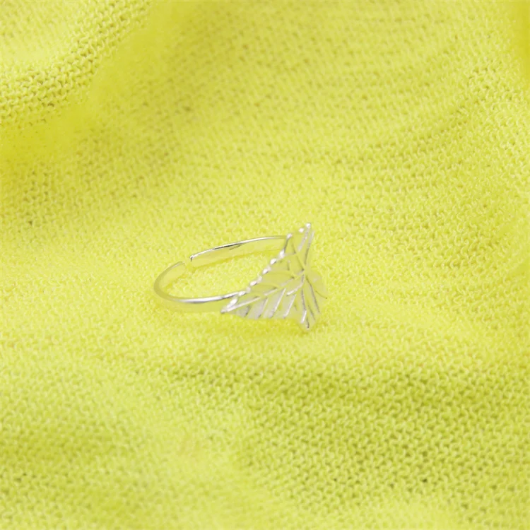 

ZFSILVER Lovely Resizable Silver 925 Sterling Open Sweet Branch Leaf Adjustable Ring For Women Girl Korean Wedding Partt Jewelry