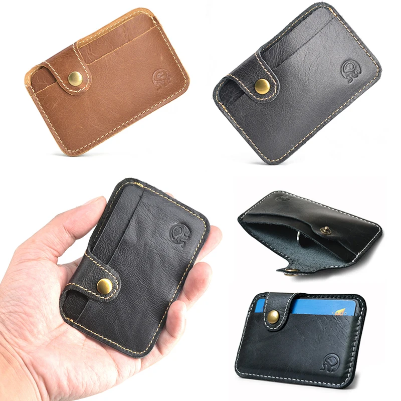 

2 Card Slots Mini Card Holder Card Wallet Clips Credit Card Cover Card Case Portable Matte Leather Thin Solid Card Bag Position