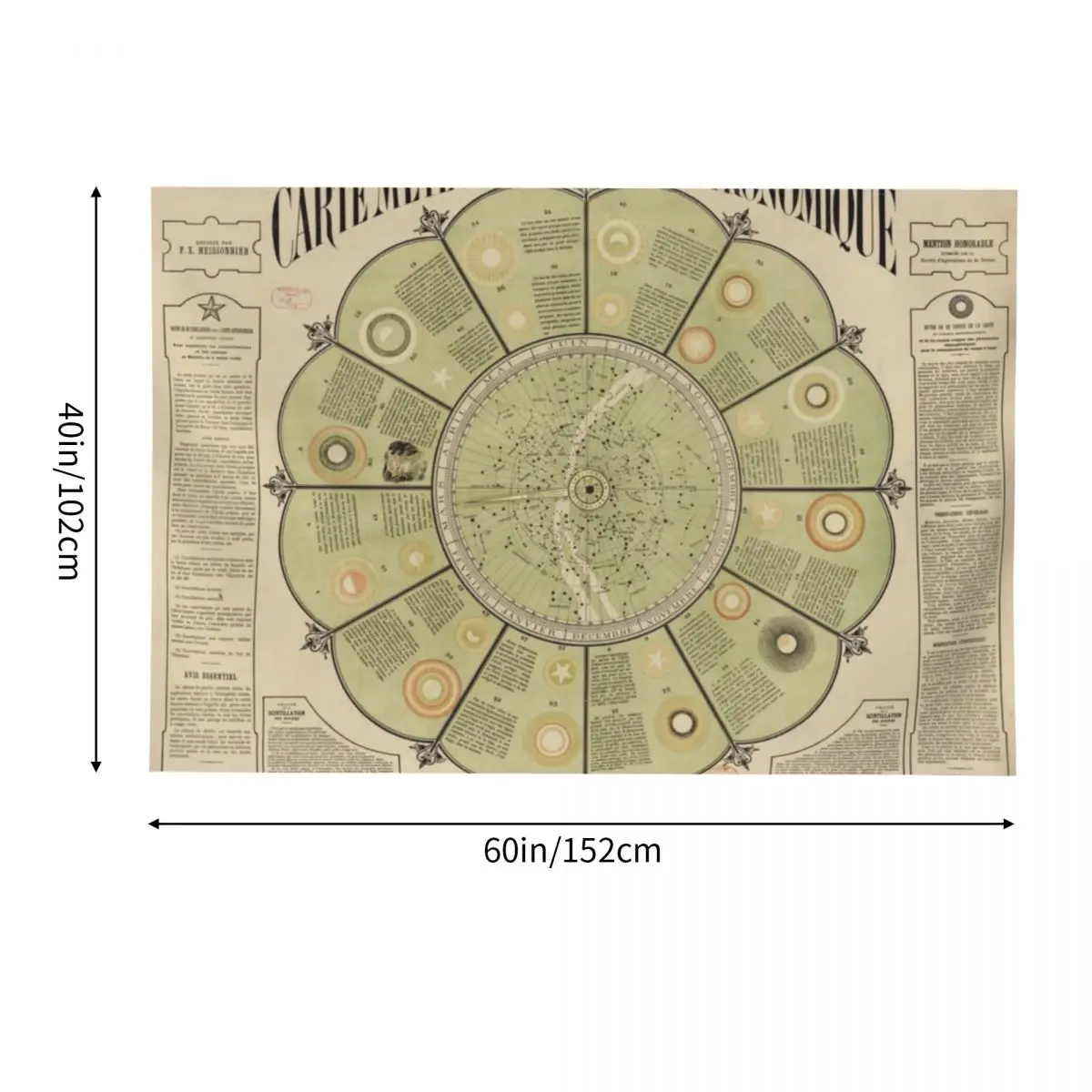 Метеорологическая и астрономическая карта Fran?ois-Xavier Meissonnier (1877) Гобелен Украшение