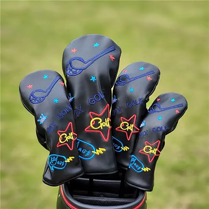 

Black/Pink/White Golf Headcovers Set for Driver,Fairway and Hybrid,Magnet Putters and Iron Golf Head Cover Soft PU Waterproof