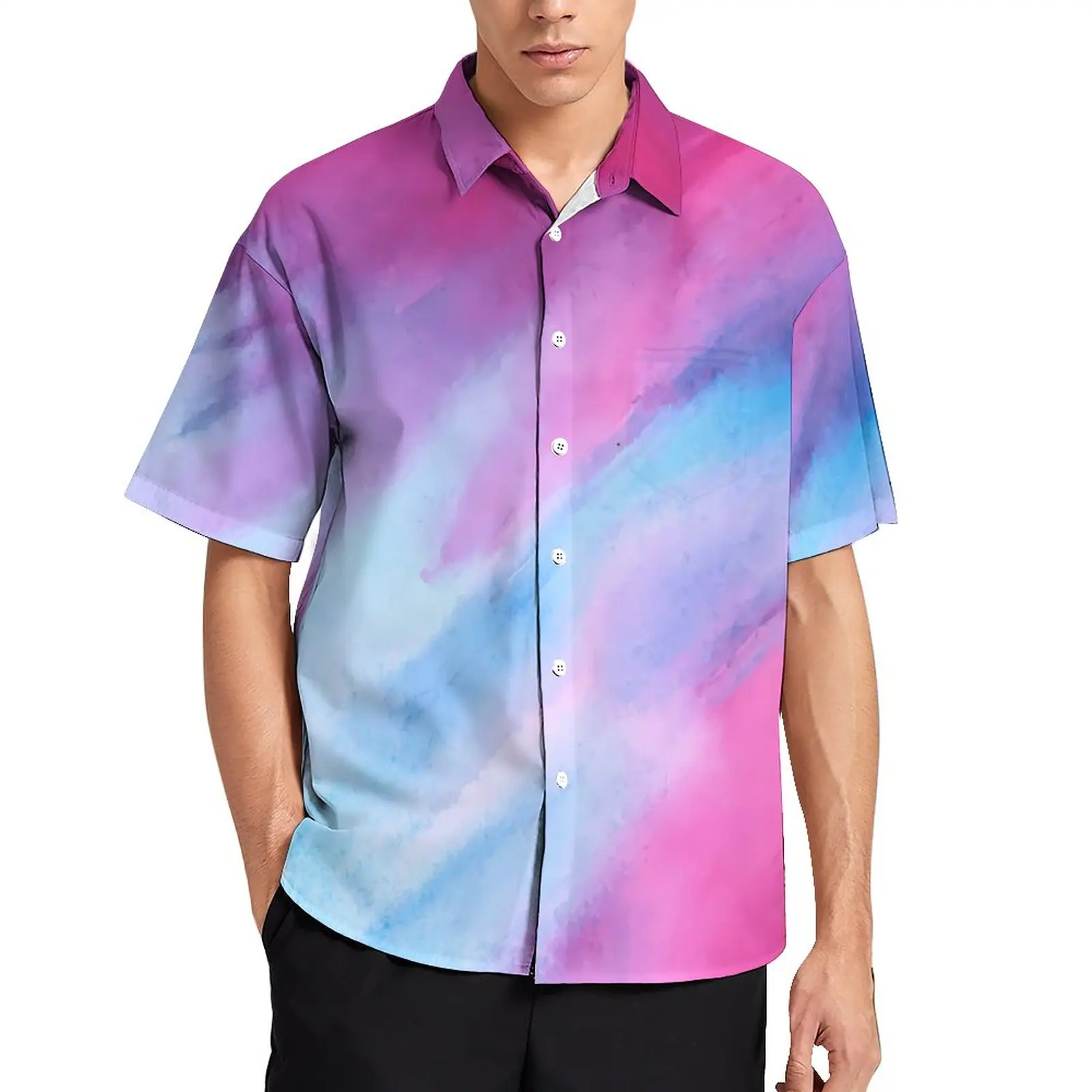 

Colorful Brush Print Casual Shirts Modern Art Beach Shirt Hawaiian Trending Blouses Mens Graphic Plus Size 3XL 4XL