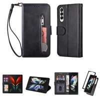 wallet flip case for samsung galaxy z fold 4 3 5g magntic leather stand phone cover coque for samsung z fold 3 zipper bags shell