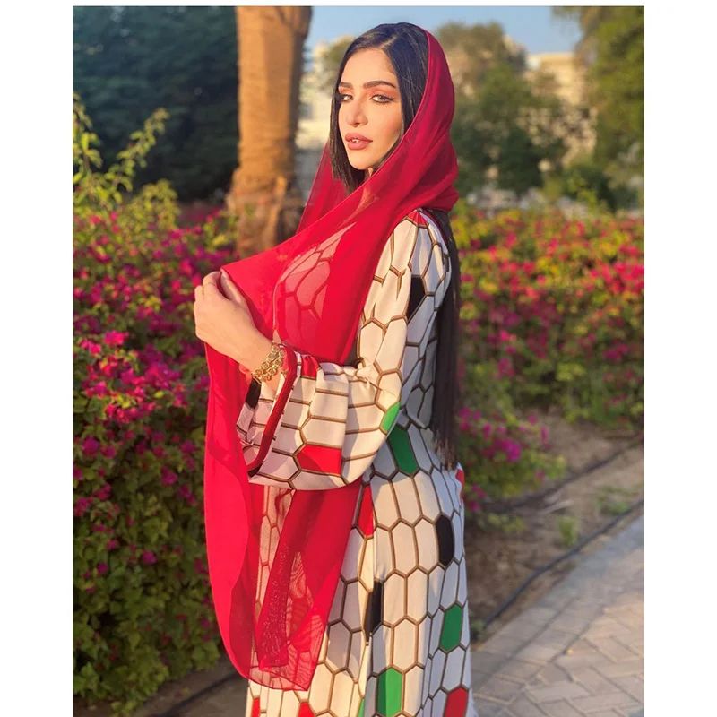 Muslim Fashion Middle East Printed Robe Jalabiya Dubai Arab Muslim Abaya Dubai Turkey Long Dresses Robe Femme Musulmane