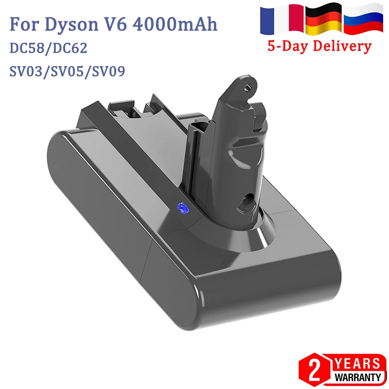 Аккумулятор для Dyson V6 батарея пылесоса DC62 21 6 в 4000 мАч SV09 SV07 SV03 DC58 DC61 DC74 965874-02 |