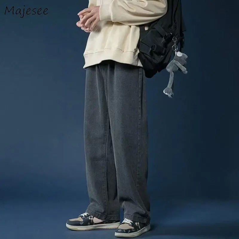 

Jeans Men Spring New Loose Wide Leg Mopping Denim Korean Style Casual Simple Baggy Kpop Harajuku High Street All-match Clothing