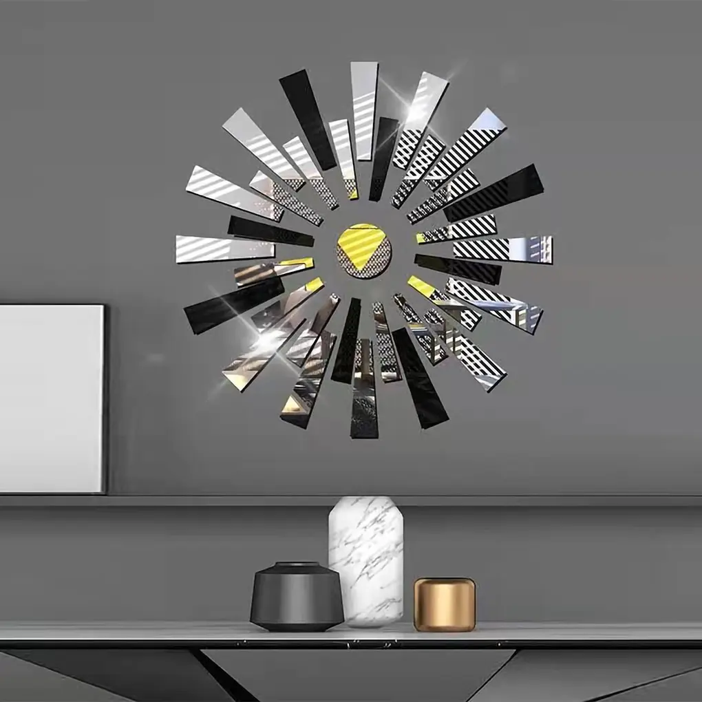 

1 Set Mirror Wall Sticker DIY Creative Design European Smooth Surface Self-adhesive Walls Sheet Hallway Bathroom