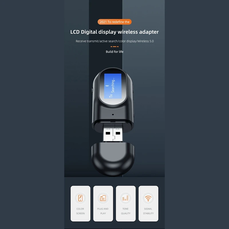 2 в 1 Bluetooth 5 0 аудио передатчик приемник ЖК-дисплей 3 мм AUX USB беспроводной адаптер