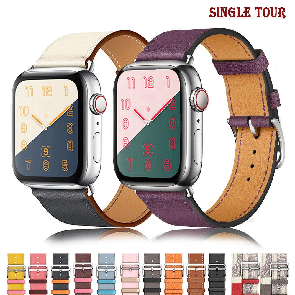 

Leather strap For Apple watch series 7 45mm 42mm 41mm 40mm 38mm sport wristband correa for bracelet iWatch band 6 5 4 3 Se 44mm