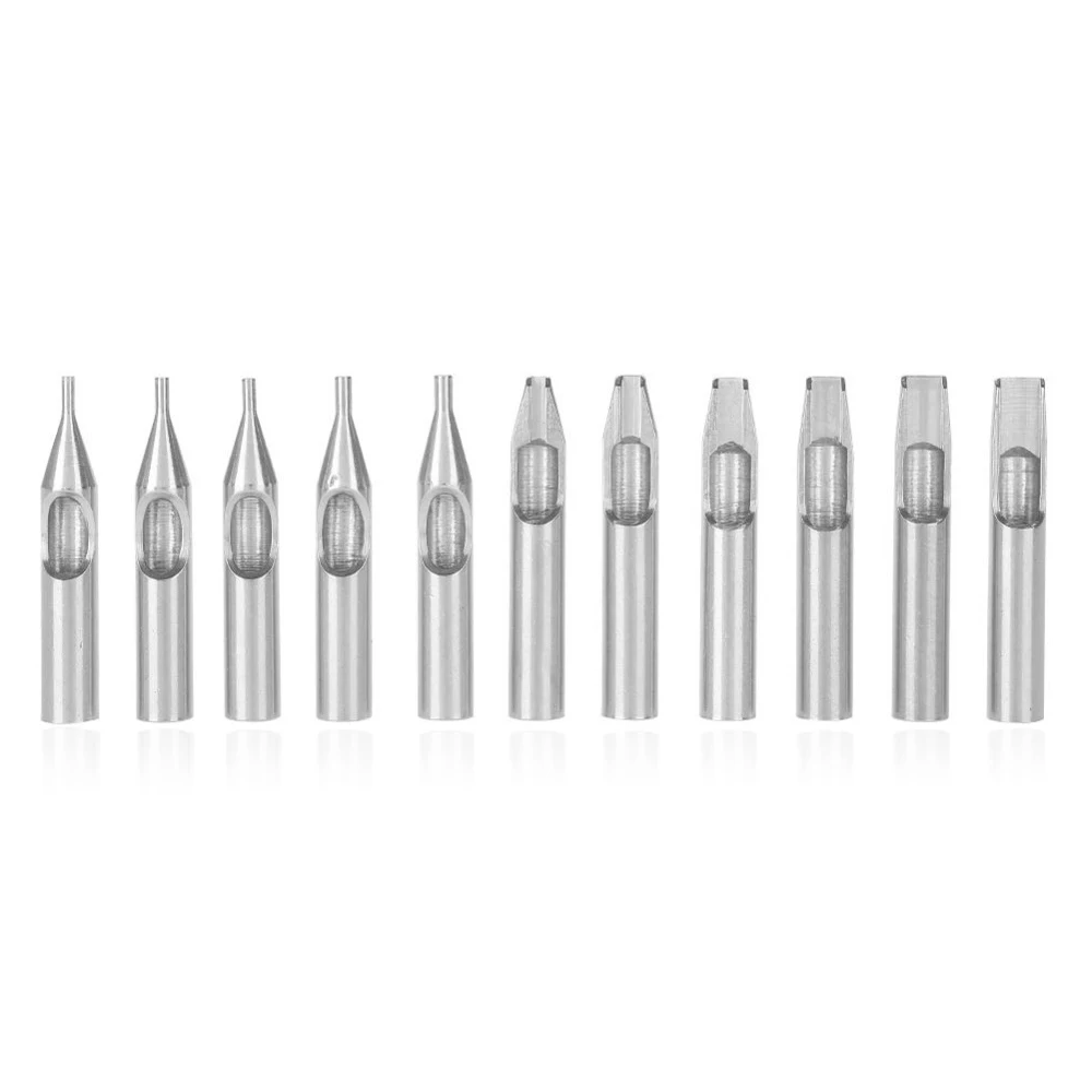 

10pcs 3R 5R 7R 9R 11R 5F 7F 9F 11F 13F Stainless Steel Tattoo Tip Kit Round Tattoo Tips Set for Tattoo Grip Tattoo Needle supply