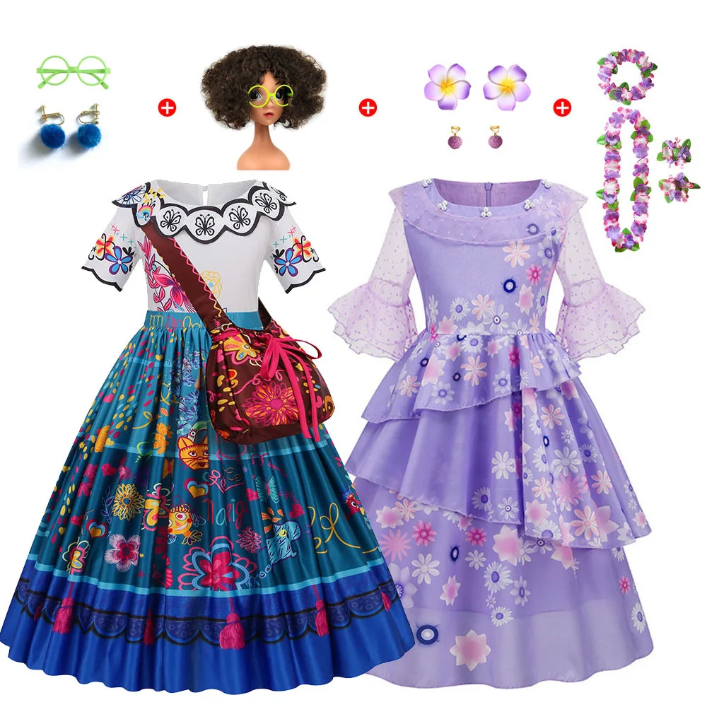 

Encanto Disney Charm Dresses Carnival Summer Children Princess Mirabel Dress Birthday Party Madrigal Costume Kids Prom Dresses